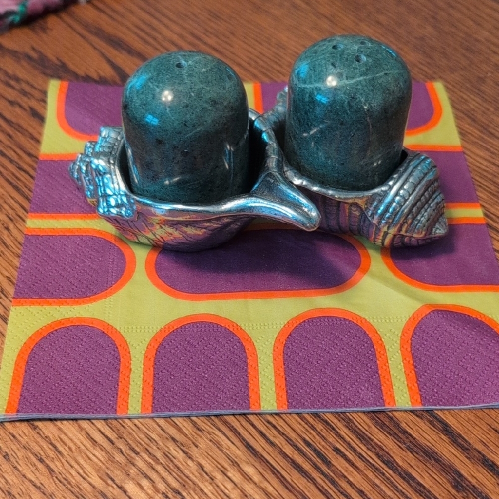 Arthur Court Green and Silver Salt and Pepper Shakers